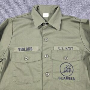 Vintage US‎ Navy Seabees Shirt Mens 15.5x31 OG-507 Utility Dura Press 80s